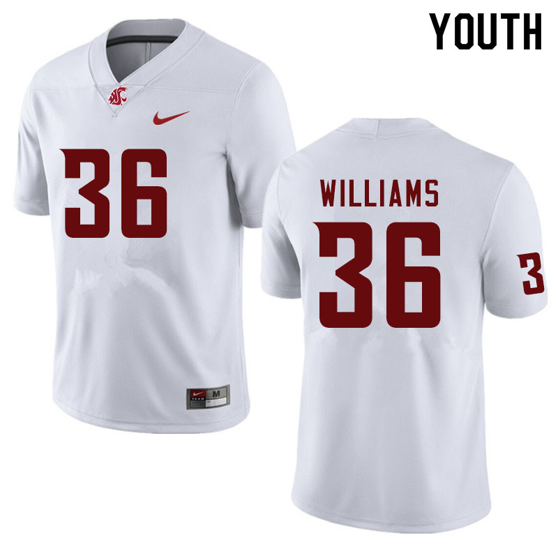 Youth #36 Kedron Williams Washington State Cougars College Football Jerseys Sale-White - Click Image to Close